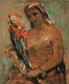 Цыганка с попугаем. 1939, холст, масло, 66×34, собственность семьи