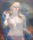 Half-Naked Woman. 1986, Oil on Canvas, 52×59, Family Property