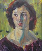 Портрет девушки. 1969, картон, холст, масло, 50×36.7