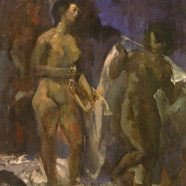 Swimmers in the Evening. 1978, Cardboard, Oil on Canvas, 70 x 50, Eduard Isabekyan Gallery