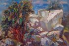  Wild Rose in Stones. 1992, Cardboard, Oil on Canvas, 50×70, Family Property