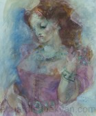 Woman’s portrait. 1996, Paper, Watercolor, 60×49, Family Property