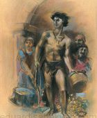 Illustration for the Epic “David of Sassoun”. 1988, Paper, Mixed Media, 57×40
