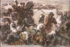 Battle of Avarayr. Illustration for the “Vardanank” by D. Demirchian. 1952, Paper, Watercolor, Gouache, Coal, 51.2×71.5, National Gallery of Armenia