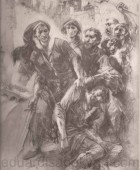 Artak Rshtuni’s shameful death. Illustration for the “Vardanank” by D. Demirchian. Paper, Pencil, Charcoal, Retouching, 47×36, National Gallery of Armenia