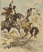 Illustration for the “The Capture of the Fortress of Tmuk” by H. Tumanyan, Sketch. 1970, Paper, Watercolor, Pencil, 29.5×28.5, National Gallery of Armenia
