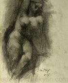 Nude. 1985, Paper, Pencil, Charcoal, 54×40, family property