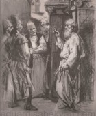 Movses Khorenatsi and the Persian nobles. Illustration for the “Vardanank” by D. Demirchian. 1946, Paper, Pencil, Charcoal, Retouching, 47×36, National Gallery of Armenia
