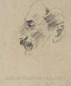 Չիկ Դամադյանի դիմանկարը. 1958, թուղթ, մատիտ, 31×22 , Հայաստանի ազգային պատկերասրահ