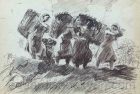  Tobacco Gatherers, Sketch. Paper, Pencil, 30×42, Family Property