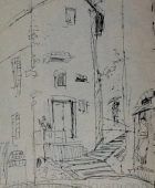 Assisi, the Street. 1964, Paper, Pen, 42×30, Family Property
