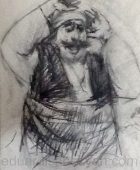 Иллюстрация к эпосу «Давид Сасунский». Картон, карандаш, 43×30, собственность семьи