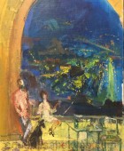  Night Yerevan from “Aragil” Restaurant. 1965, Cardboard, Oil on Canvas, 70×49, Private Property