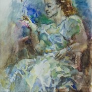 Сидящая женщина. 1993, бумага, акварель, 57×43, собственность  семьи