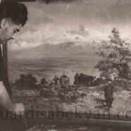 1956. Эдуард Исабекян у картины «Арарат»