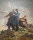 Kh. Abovyan on the Tops of Ararat. 1941, Oil on Canvas, 51×61, Private Property
