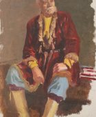 Archil Tsikhistavi. 1940, Cardboard, Oil on Canvas, 50×31, Family Property