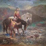 На берегу реки. 1982, холст, масло, 38×44, частная коллекция