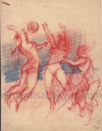 Բասկետբոլիստներ. 1935, թուղթ, մատիտ, 28×21, ընտանիքի հավաքածու