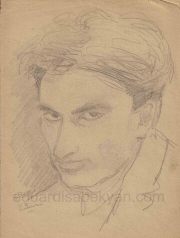 Ерванд Асланян (однокурсник из Академии). 1935, бумага, карандаш, 29.5×20.5, собственность семьи